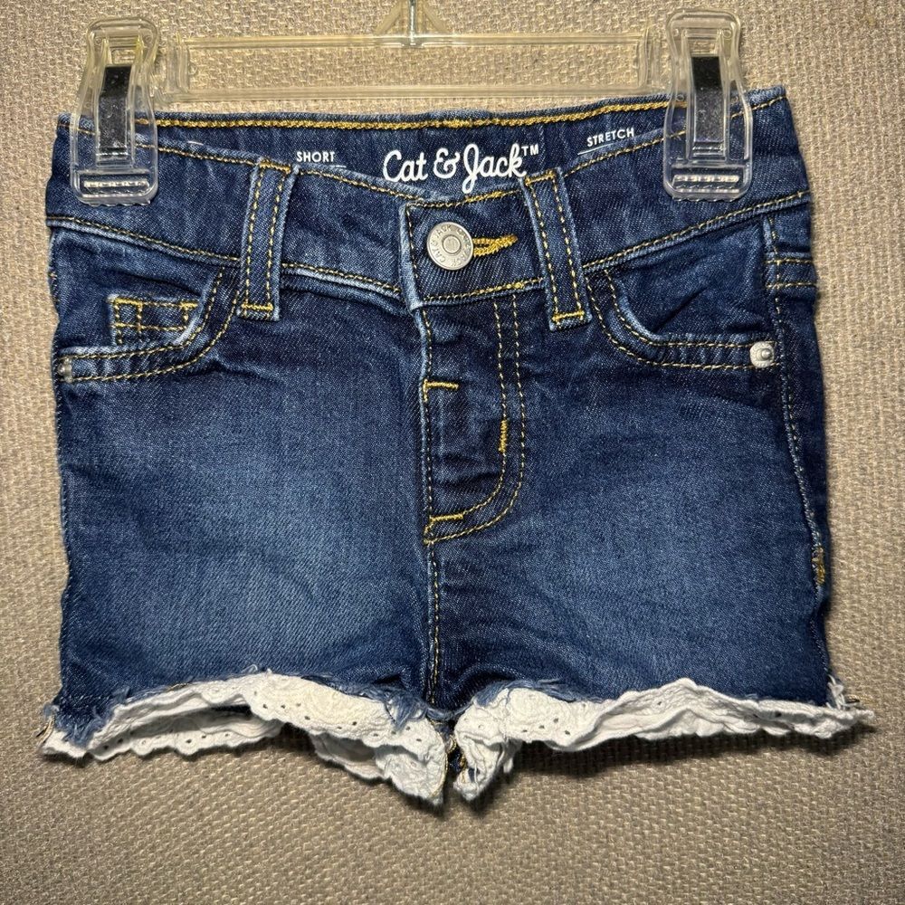 Cat & Jack size 12 months Stretch Denim lace trim Shorts